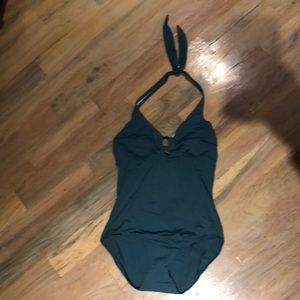 Teal swim shirt. One piece